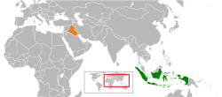 Map indicating locations of Indonesia and Iraq