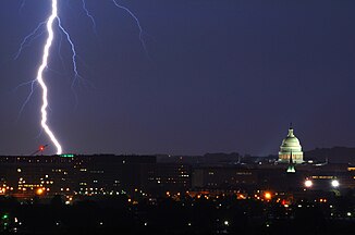 Lightning strike near the U.S. Capitol building