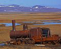 13.4 - 19.4: "Il davos tren a nagliur": La tschabracca d'ina locomotiva a vapur sper il vitg da Solomon en Alasca.