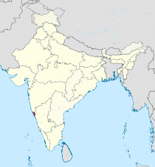 Ligging van Goa in Indië