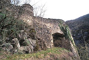 Jraberd Fortress, located in the mountains to the west of the village