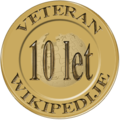 Veteransko priznanje za 10 let dejavnega sodelovanja