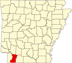 map of Arkansas highlighting Lafayette County