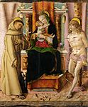 Madone à l’Enfant avec saint François et saint Sébastien, Carlo Crivelli, Fabriano.