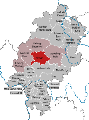 Li position de Subdistrict Gießen in Hesse