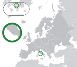 Location of  വത്തിക്കാൻ നഗരം  (green) on the European continent  (dark grey)  —  [Legend]