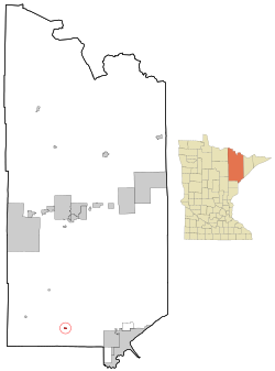 Location of the city of Brookston within Saint Louis County, Minnesota