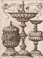 Ієронімус Гопфер, «Три коштовні келихи», до 1560, дизайн для ювелірів, приватна збірка