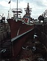 USS Newport News at Norfolk Navy Yard in 1965.