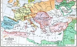 Peta perpolitikan Eropa dan Mediterania sekitar 650 M
