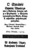 O sprawie, sypaniu, wymierzaniu i rybieniu stawów" Olbrychta Strumieńskiego z 1573.