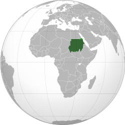 Sudan in daurk green, disputit regions in licht green.