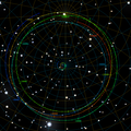 Пројекција преспецијалне стазе Северног пола на фиксном небу Епоха Ј2000.0 за временски интервал од 48000 пре заједничке ере до 52000 уобичајене ере.[25]. Вега је у дну слике.