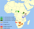 Mapa všetkých žijúcich druhov a poddruhov žiráf