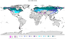 Aree del mondo che presentano un clima continentale, secondo Köppen