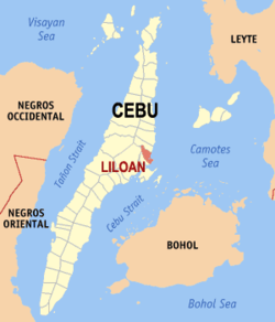 Mapa de Cebu con Liloan resaltado