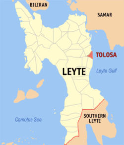 Mapa de Leyte con Tolosa resaltado