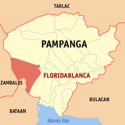 Mapa de Pampanga con Floridablanca resaltado
