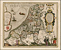 Die Niederlande in Form eines Löwen auf einer Karte von 1617
