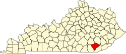 map of Kentucky highlighting Knox County