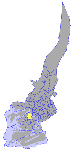 Kaupungin kartta, jossa Lauttaranta korostettuna. Turun kaupunginosat