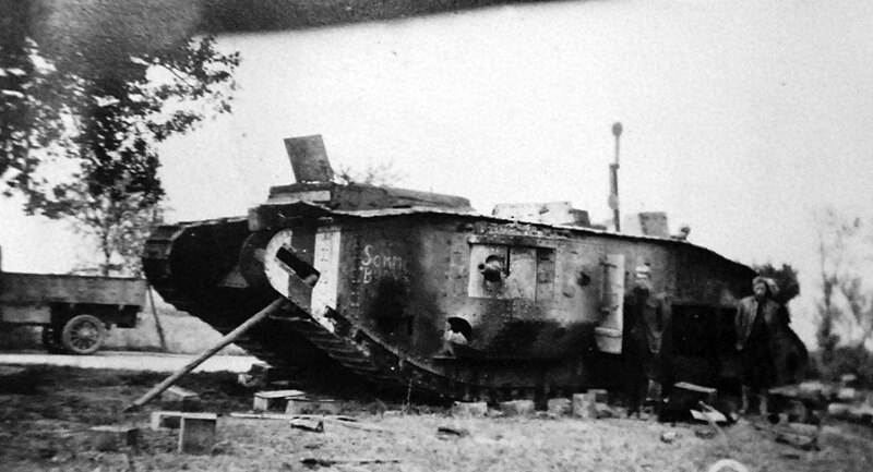 File:Wrecked British tank, manned by Canadians, LeQuesnel, France, WWI (32536899122).jpg