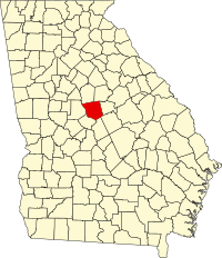 ジョーンズ郡の位置を示したジョージア州の地図