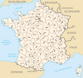 (français) Départements de France (numérotés, non colorisés)[numeric labels, uncolorized]