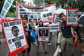 Manifestation de soutien à Edward Snowden à Hong Kong, le 15 juin 2013.
