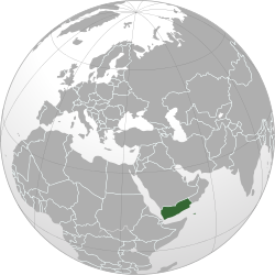 ڌرتيءَ جي نقشي تي يمن (سائي رنگ ۾)