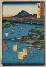 Estampe faisant figurer le Mont Chōkai