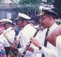 At a "jazz funeral" in Treme neighborhood