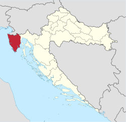 Localização do condado na Croácia