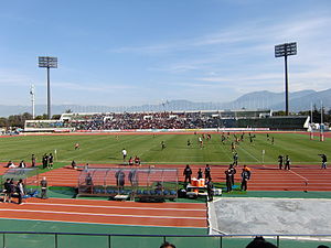Das Yamanashi Chūō Bank Stadium in Kofu