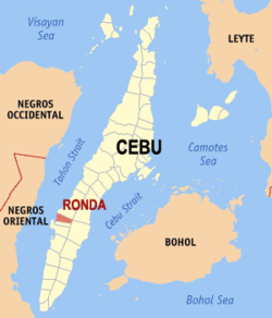 Mapa sa Sugbo nga nagpakita sa nahimutangan sa Ronda