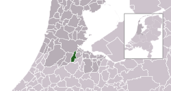 Highlighted position of Ouder-Amstel in a municipal map of North Holland