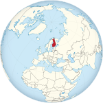 Map showing Finland in an orthographic projection