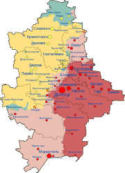      Территория, контролируемая ДНР до 24 февраля 2022 года      занятая ВС РФ после 24 февраля 2022          контролируемая Украиной