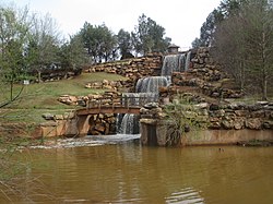 The restored "Falls" of the Wichita River in Wichita Falls, Texas, off Interstate 44