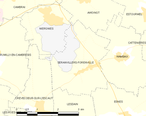 Poziția localității Séranvillers-Forenville