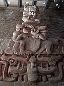 Balamku, part of a frieze, toad seated on mountain icon and belging forth king, Classic