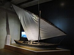Barque pointue antique à voile latine, du musée des civilisations de l'Europe et de la Méditerranée