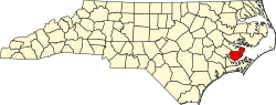 Elhelyezkedése Észak-Karolina államban