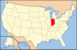 Indiana elhelyezkedése az USA-ban