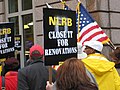 Image 45Union members picketing recent NLRB rulings outside the agency's Washington, D.C., headquarters in November 2007.
