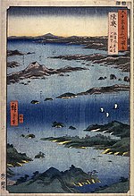 Estampe représentant la côte de Matsushima.