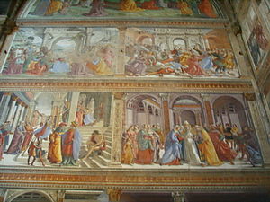 Frescos de Domenico Ghirlandaio en la capilla Tornabuoni