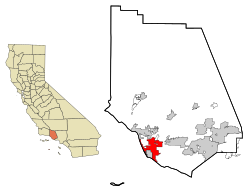 カリフォルニア州におけるベンチュラ郡（左図）およびオックスナードの位置の位置図