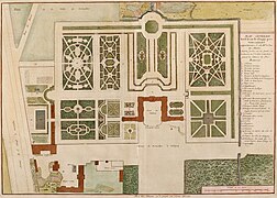 Plano del palacio y jardín de Clagny hacia 1740.