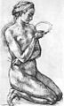 ミケランジェロ、『キリストの埋葬』の習作といわれる、ひざまずく裸婦